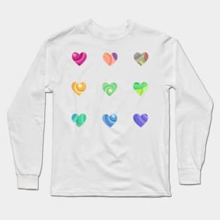 Mini Rainbow Swirl Hearts Sticker Pack Long Sleeve T-Shirt